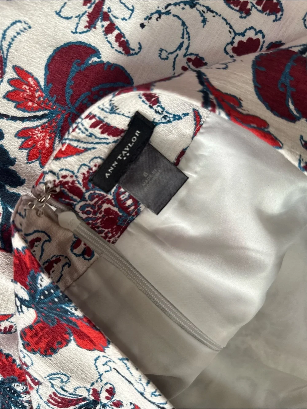 ❤️ Ann Taylor 6 Red White Blue Pencil Skirt - Women's 100% Cotton Shell (B16)